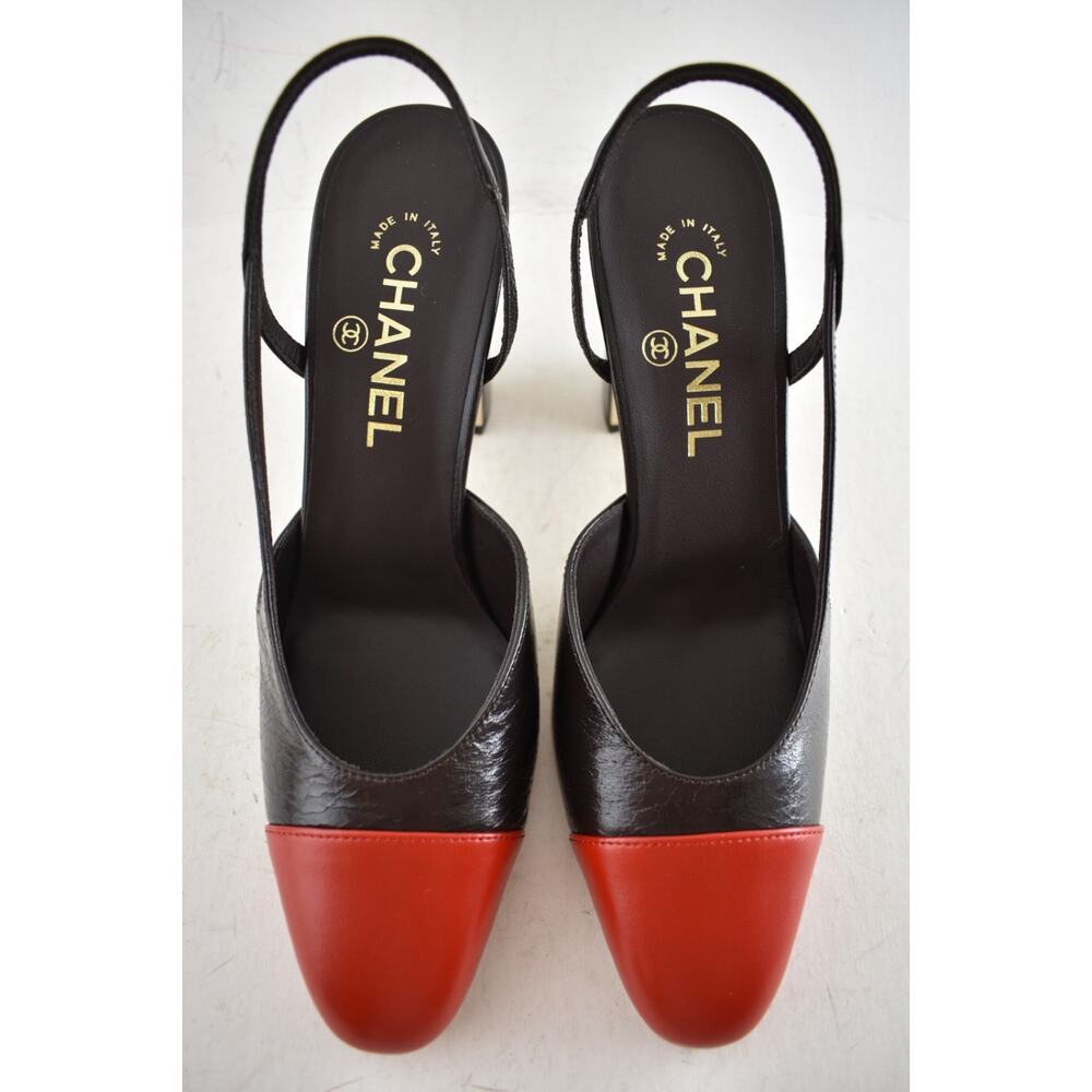 Chanel 26S Blazy Dark Brown Red CC Coco Sling Slingback Block Heel Pump 36.5c - Picture 8 of 16
